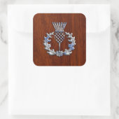Sticker Carré Chrome Comme Mahogany Bois Grain Scottish Thistle (Sac)