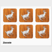 Sticker Carré Chrome Like Running Deer on Fine Teak (Feuille)