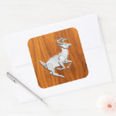 Sticker Carré Chrome Like Running Deer on Fine Teak (Enveloppe)