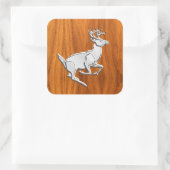 Sticker Carré Chrome Like Running Deer on Fine Teak (Sac)