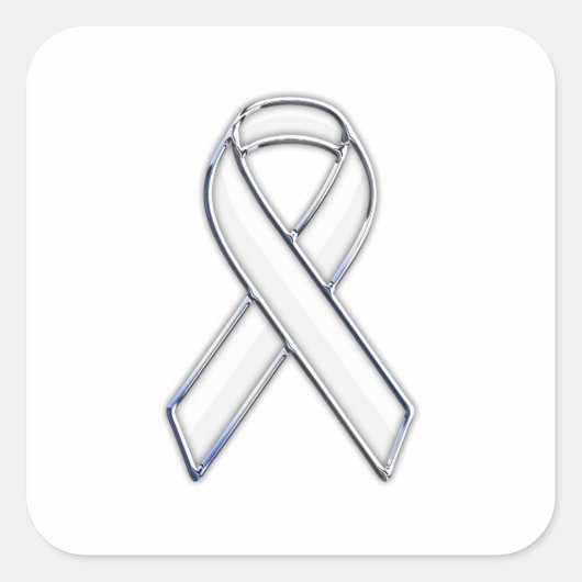 Sticker Carré Chrome Style White Ribbon Awareness (Devant)