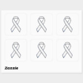 Sticker Carré Chrome Style White Ribbon Awareness (Feuille)