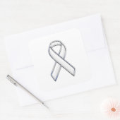 Sticker Carré Chrome Style White Ribbon Awareness (Enveloppe)