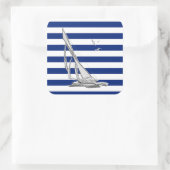 Sticker Carré Chrome voile sur les bandes marines (Sac)