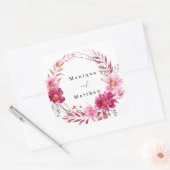 Sticker Carré Chrysanthème rose chaud Mariage de couronne (Enveloppe)