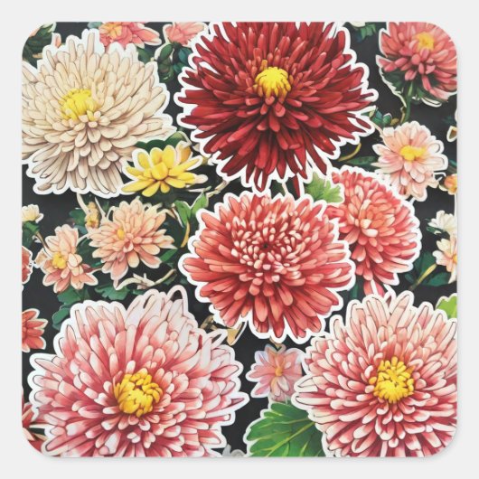 Sticker Carré Chrysanthemum Majesty : Embrasser intemporel (Devant)