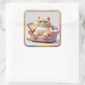 Sticker Carré Chubby Tabby Couch Time (Sac)