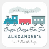Sticker Carré Chugga Chugga Deux Train Blue Boy 2e Anniversaire (Devant)