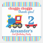 Sticker Carré Chugga Chugga Train Anniversaire Favoriser (Devant)