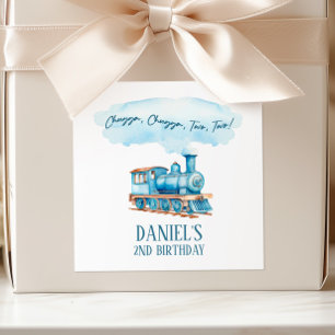 Sticker Carré Chugga Deux Choo Choo Train 2e fête d'anniversaire