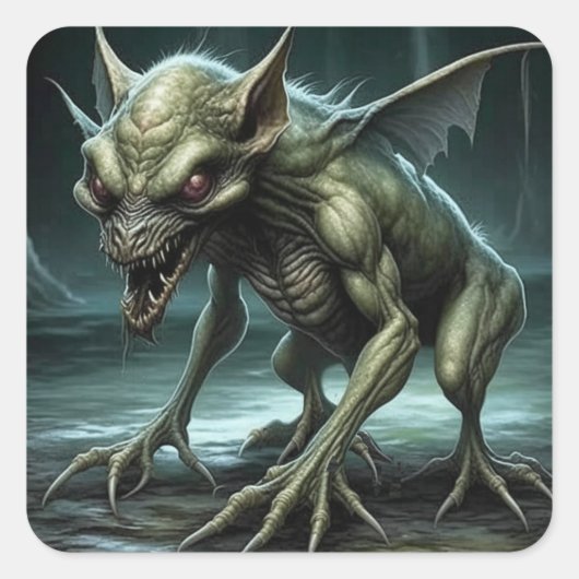 Sticker Carré Chupacabra - Monstres ou animaux en cristaux (Devant)