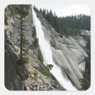 Sticker Carré Chute du Nevada dans le parc national de Yosemite
