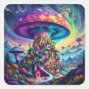 Sticker Carré Ciel arc-en-ciel de champignons Imaginaires