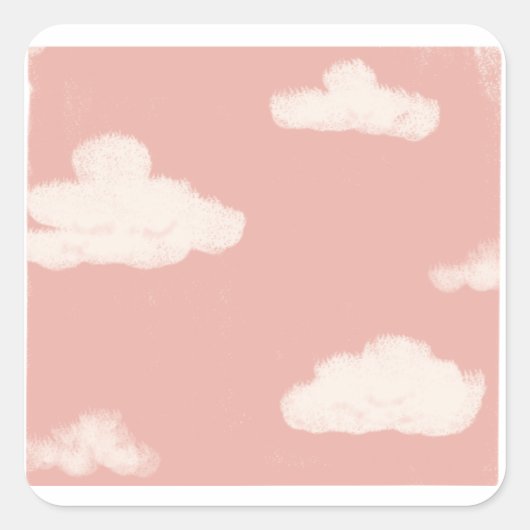 Sticker Carré Ciel rose Gros nuages moelleux (Devant)