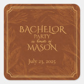 Sticker Carré Cigar Bar Thème Bachelor Party (Devant)