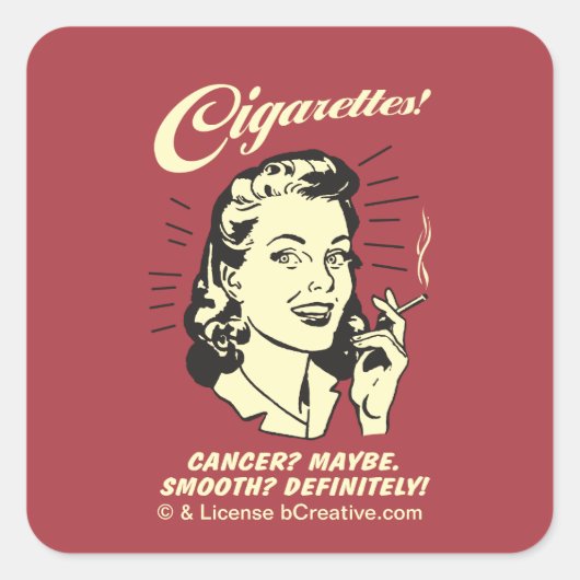 Sticker Carré Cigarettes : Le Cancer Peut-Être Def Doux. (Devant)