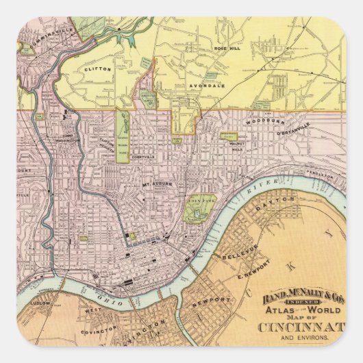 Sticker Carré Cincinnati, Ohio 2 (Devant)