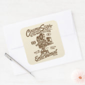 Sticker Carré Cinema Scope Classic Retro Hollywood Camera Hollyw (Enveloppe)