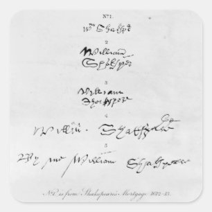 Sticker Carré Cinq autographes véritables de William Shakespear