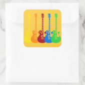 Sticker Carré Cinq guitares électriques colorées (Sac)