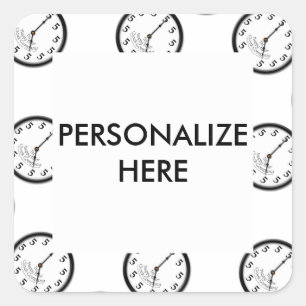 STICKER CARRÉ CINQ HORLOGE