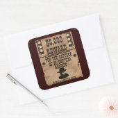 Sticker Carré Cinq Mille Dollars De Récompense (Enveloppe)