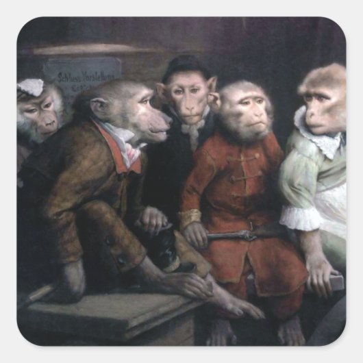 Sticker Carré Cinq singes fantaisistes (Devant)