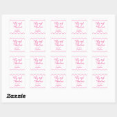 Sticker Carré Cinquante ans et Fabuleux Script Rose (Feuille)