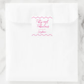 Sticker Carré Cinquante ans et Fabuleux Script Rose (Sac)