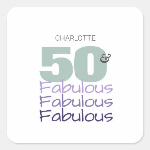 Sticker Carré Cinquante et fabuleux fête d'anniversaire