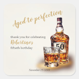 Sticker Carré Cinquantième anniversaire du Whisky Vieilli à la P