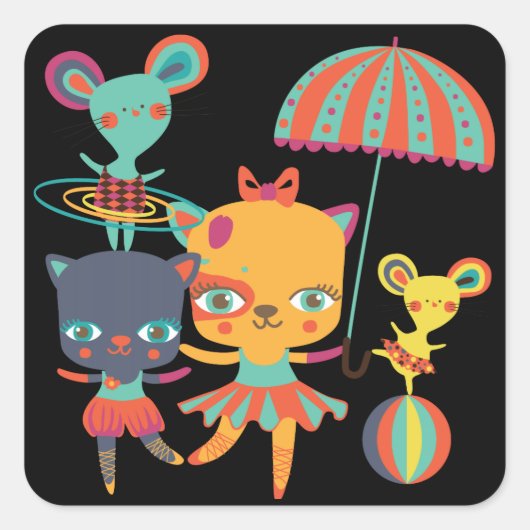 Sticker Carré Cirque Cuties (Devant)