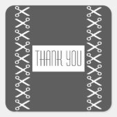 Sticker Carré Ciseaux élégant Coiffeur Tailor Merci (Devant)