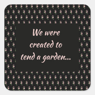 Sticker Carré Citation chrétienne de fleur de rose rose jardin
