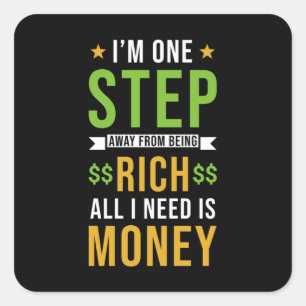 Sticker Carré Citation d'argent drôle