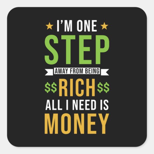 Sticker Carré Citation d'argent drôle (Devant)