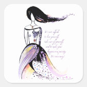 Sticker Carré Citation de dame illustrée d'inspiration auto-soig (Devant)