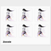 Sticker Carré Citation de dame illustrée d'inspiration auto-soig (Feuille)