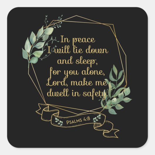 Sticker Carré Citation de la Bible chrétienne Psaume 4 8 (Devant)