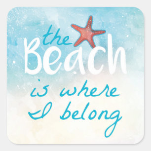 Sticker Carré Citation de plage avec la citation d'étoiles de