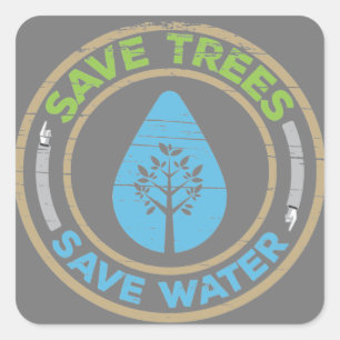 Sticker Carré Citation de vie durable. Sauvez des arbres Économi