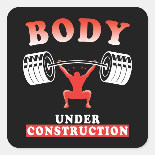 Sticker Carré Citation d'entraînement de la musculation (Devant)