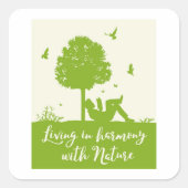 Sticker Carré Citation écologique Vivre en harmonie avec la natu (Devant)