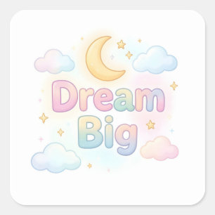 Sticker Carré Citation fantaisiste pastel doux sur fond blanc