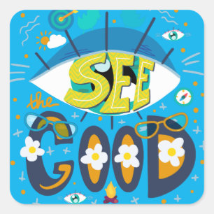 Sticker Carré Citation inspirante positive vibrant été bleu