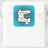 Sticker Carré Citation inspirée sur l'amour sur le turquoise (Sac)