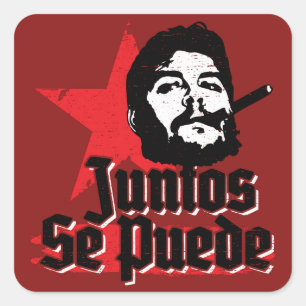 Sticker Carré Citation révolutionnaire de Che Guevara Juntos Se 