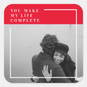 Sticker Carré Citation romantique et photo | Cadeau Valentines (Devant)