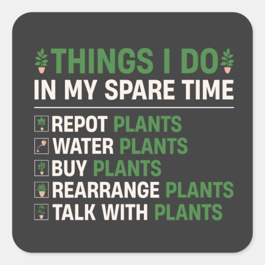 Sticker Carré Citations de jardinage mignonnes, cadeau amusant p (Devant)