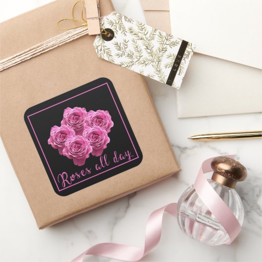 Sticker Carré Citations drôles sur les roses et l'amour (Cadeaux)